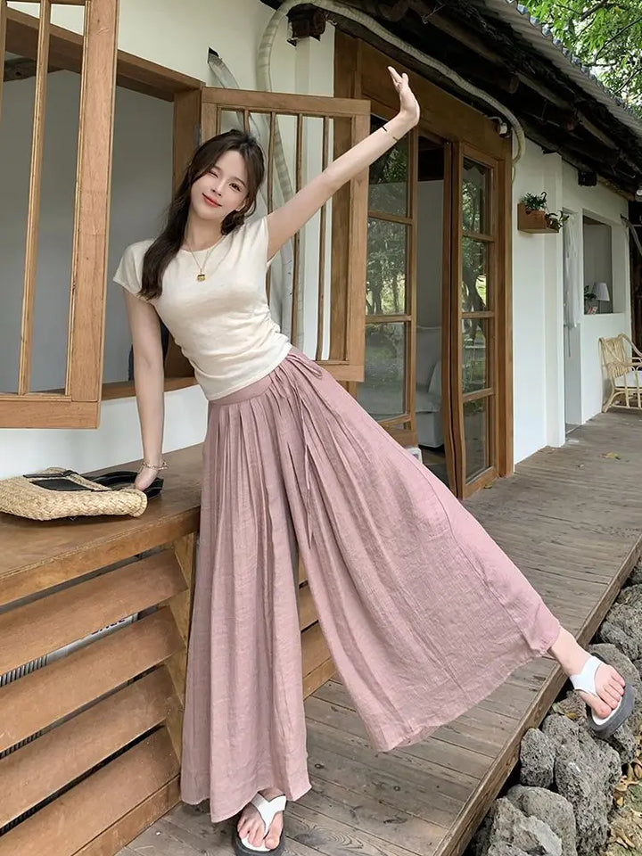Pantalon Japonais Femme Léger Rose