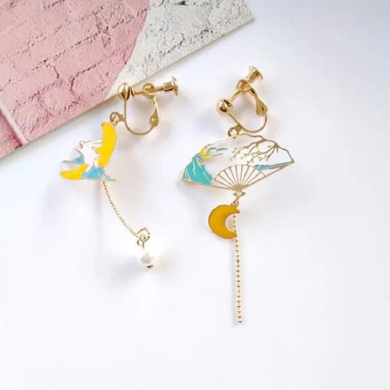 Boucle d'Oreille Japonaise Éventail