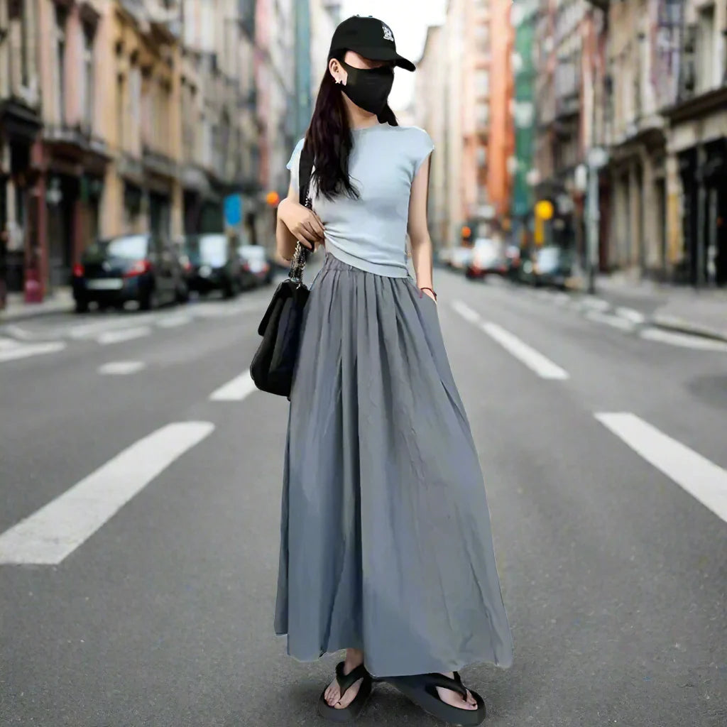 Loose Mid-Length Japanese Skirt