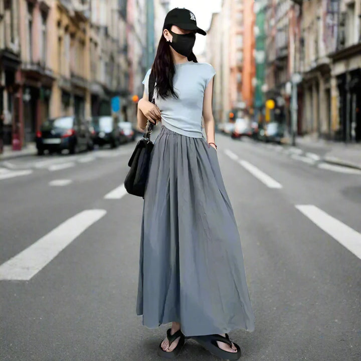 Loose Mid-Length Japanese Skirt