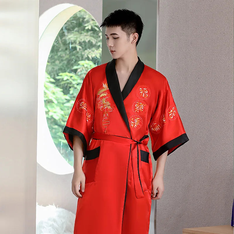 Kimono en Soie Homme Orange