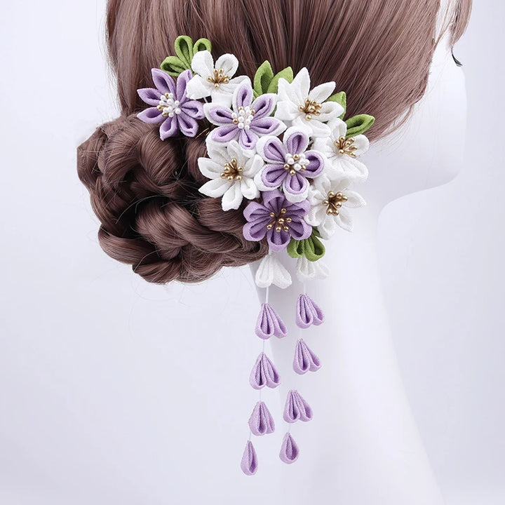 Épingle à Cheveux Japonais Tissu violet