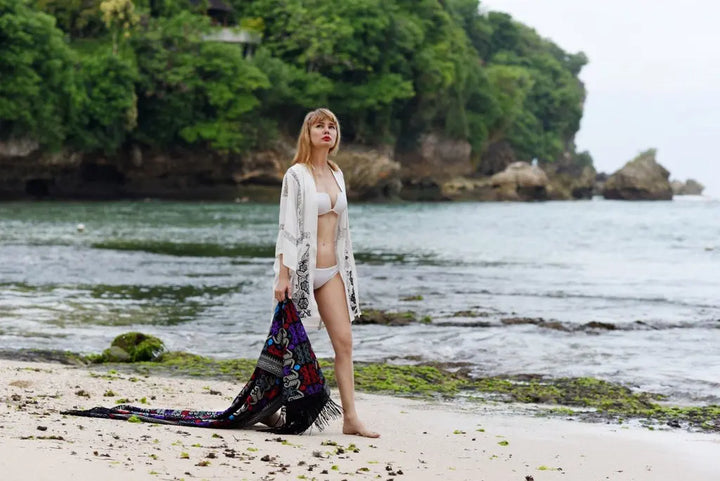 Veste Kimono Femme Décontractée Brodée