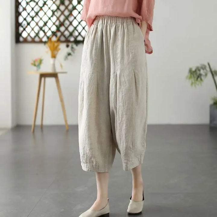 Pantalon Japonais en Toile Femme court