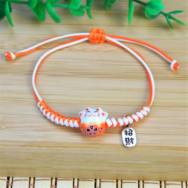 Bracelet Chat Japonais orange blanc