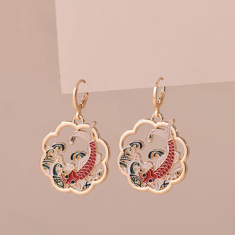 Boucle d'Oreille Japonaise Femme poisson koi