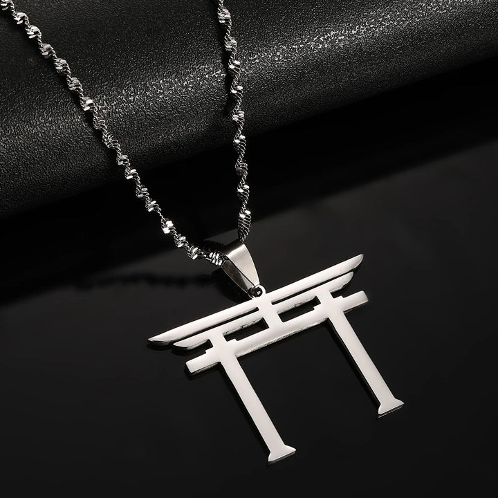 Collier temple japonais Torii argent 