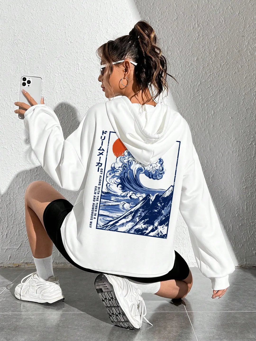 Sweat Japonais Vague Design Authentique