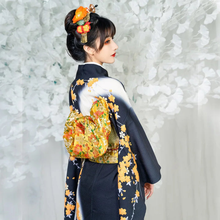 Véritable Kimono Japonais Femme avec ceinture Obi