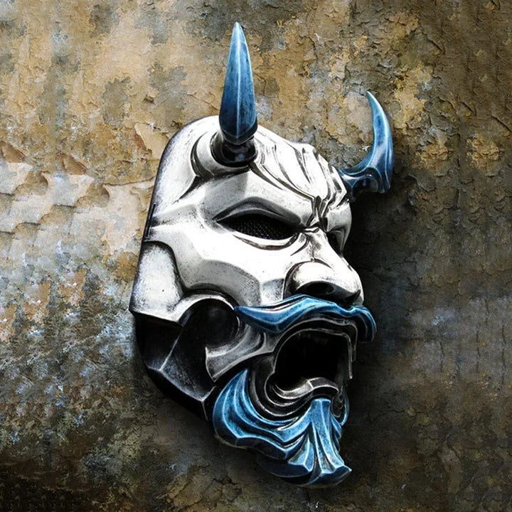 Masque japonais hannya bleu blanc 