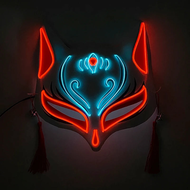 Masque Japonais Renard Néon LED kitsune

