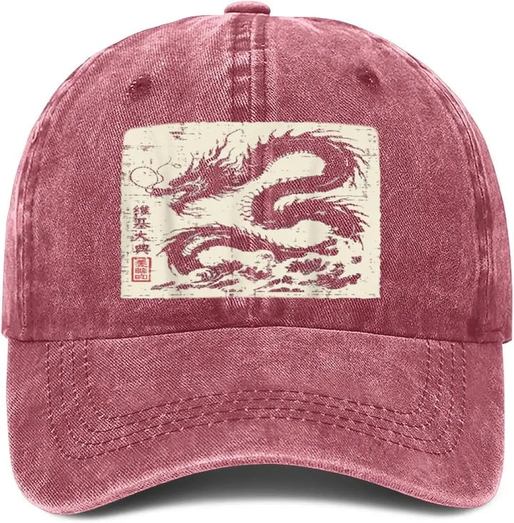 Casquette Japonaise Dragon Classique Rouge