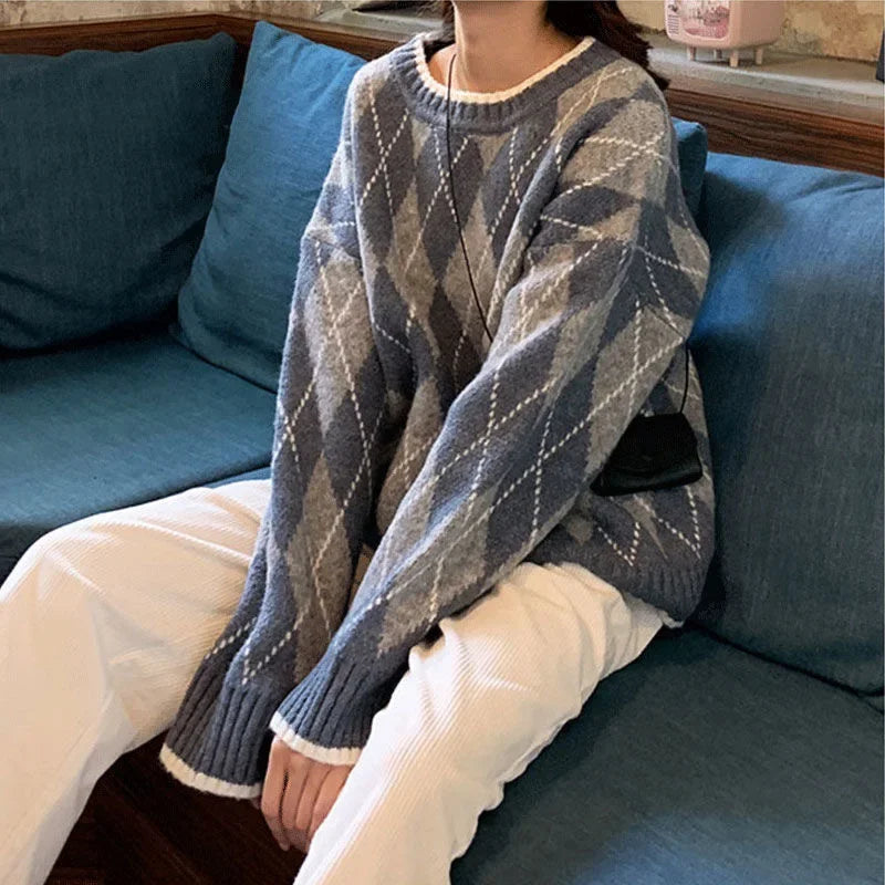 Pull Vintage Carreaux Japonais