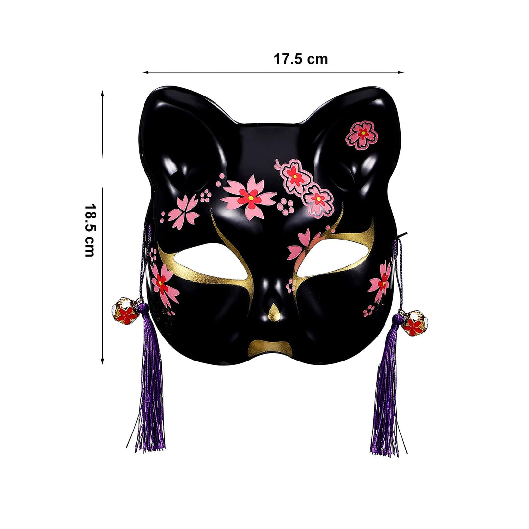 Masque Japonais Chat Noir élégant Sakura