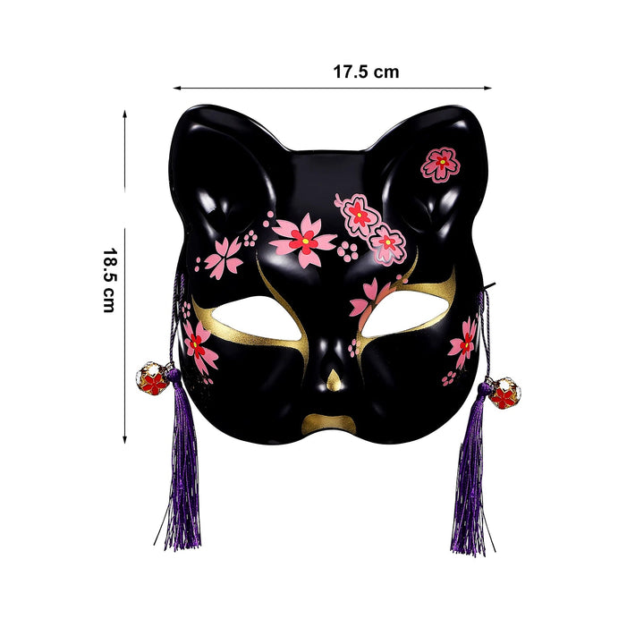 Masque Japonais Chat Noir élégant Sakura