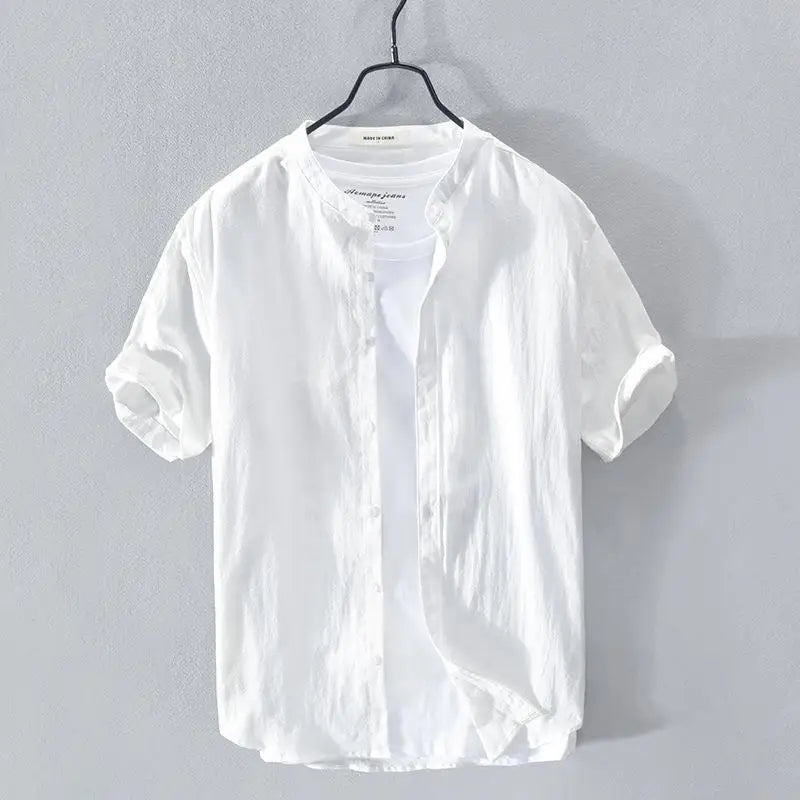 Chemise à Manches Courtes Style Japonais Blanc