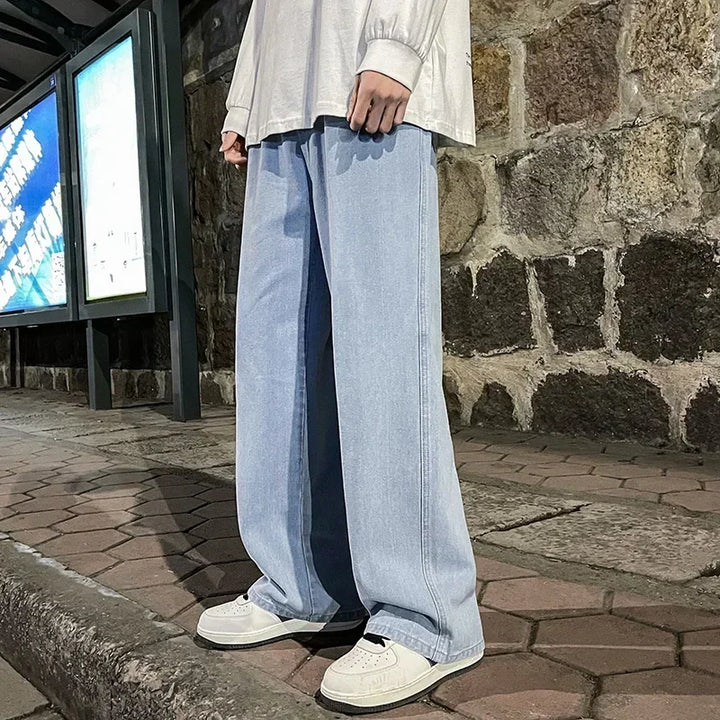 Pantalon Japonais Droit en Jean Bleu Clair