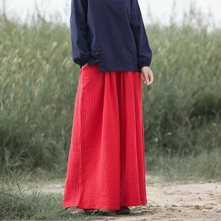 Pantalon Japonais Femme Large Rouge