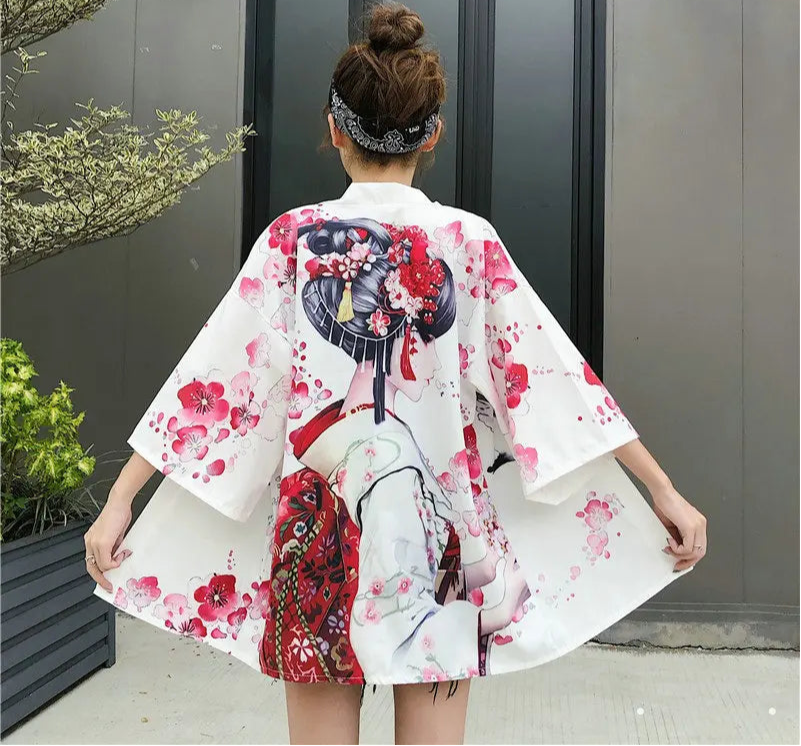 Veste Kimono Imprimé Japonais pour Femme