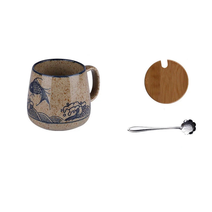 Tasse japonaise avec couvercle Carpe Koï