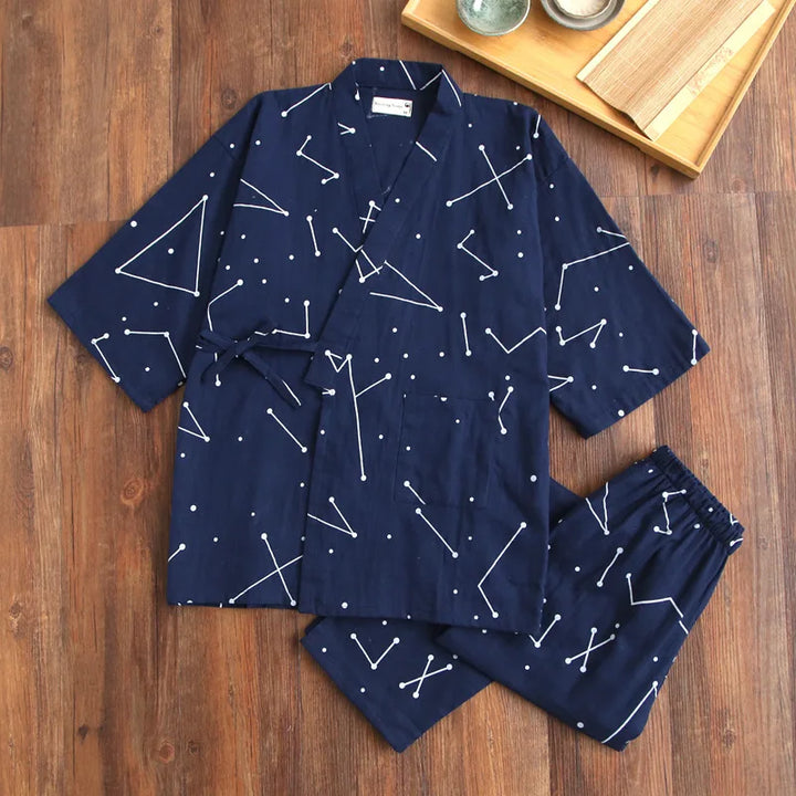 Geometric Patterned Jinbei Man