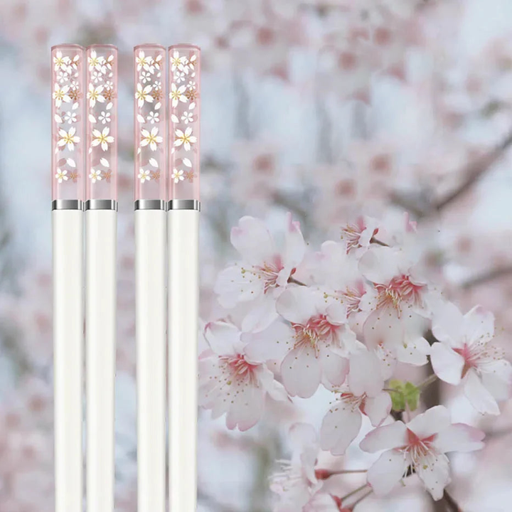 Baguette japonaise sakura rose blanc 