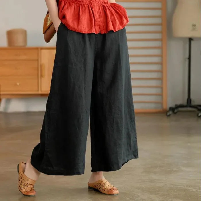 Pantalon Large Japonais Femme Noir