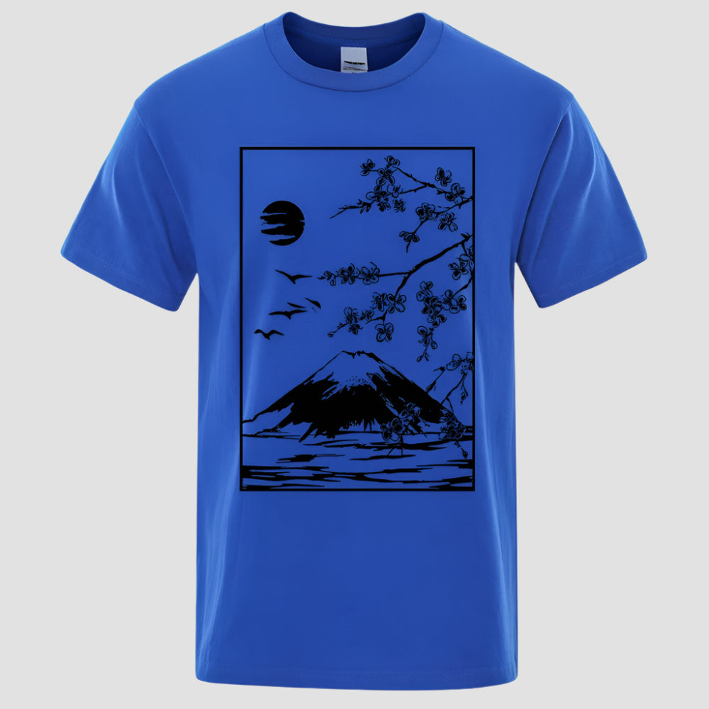 T-shirt Japonais Epuré Bleu