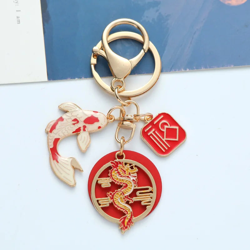 Porte-clés Japonais Koi Dragon Rouge