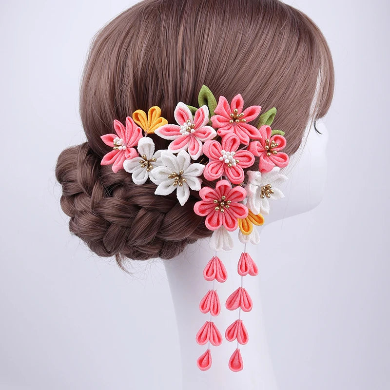 Épingle à Cheveux Japonais Tissu rose