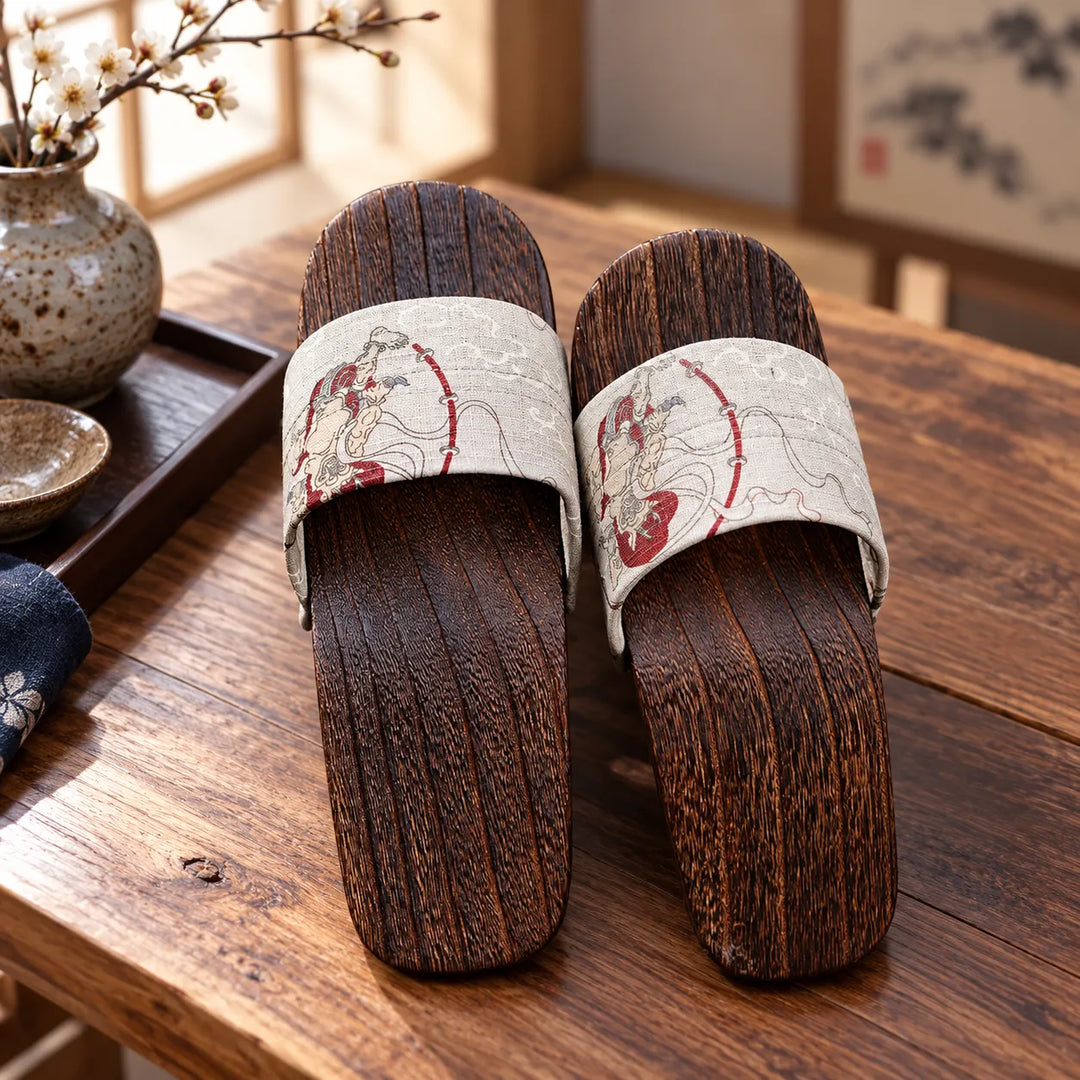 Sabot Geta Blanc à Motifs Unique