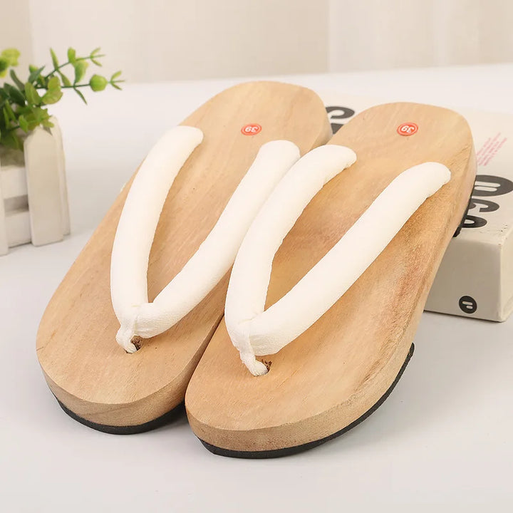 Sabot Geta Japonais Uni en Bois Blanc