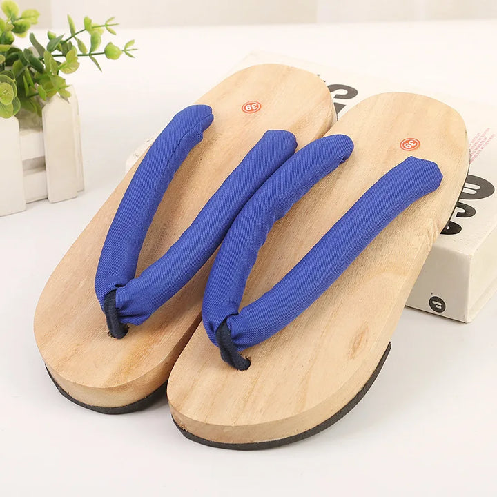 Sabot Geta Japonais Uni en Bois Bleu
