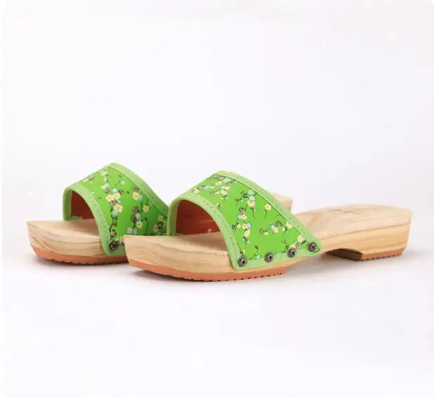 Sabot Geta Japonaise Vert Fleurie