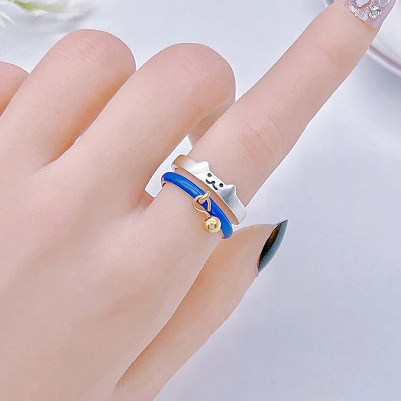 Bague Japonaise Kawaii Chat avec Cloche