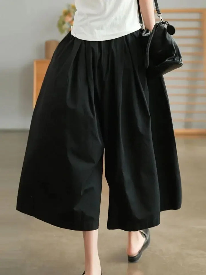 Pantalon Japonais Ample en Coton Noir