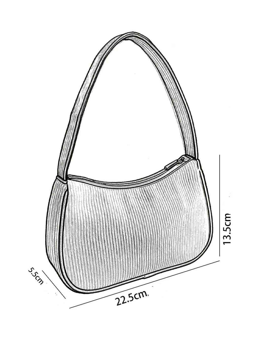 Sac à Main Kanagawa en Velours Côtelé Dimensions