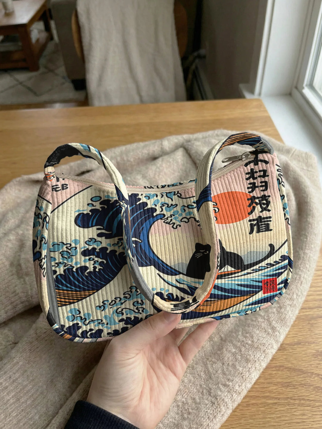 Sac à Main Kanagawa en Velours Côtelé Kawai