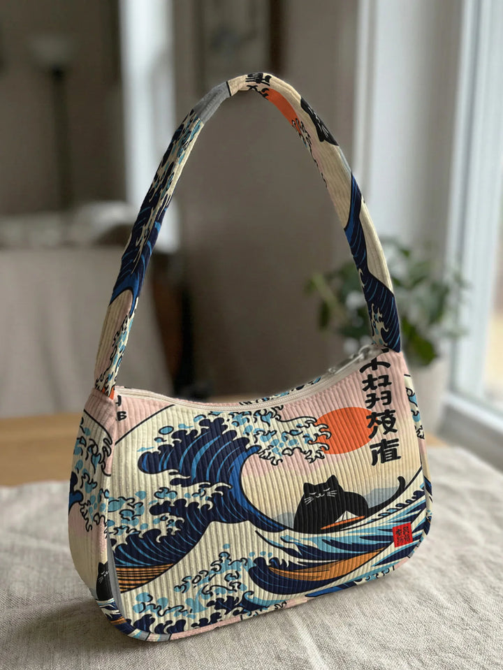 Sac à Main Kanagawa en Velours Côtelé Robuste