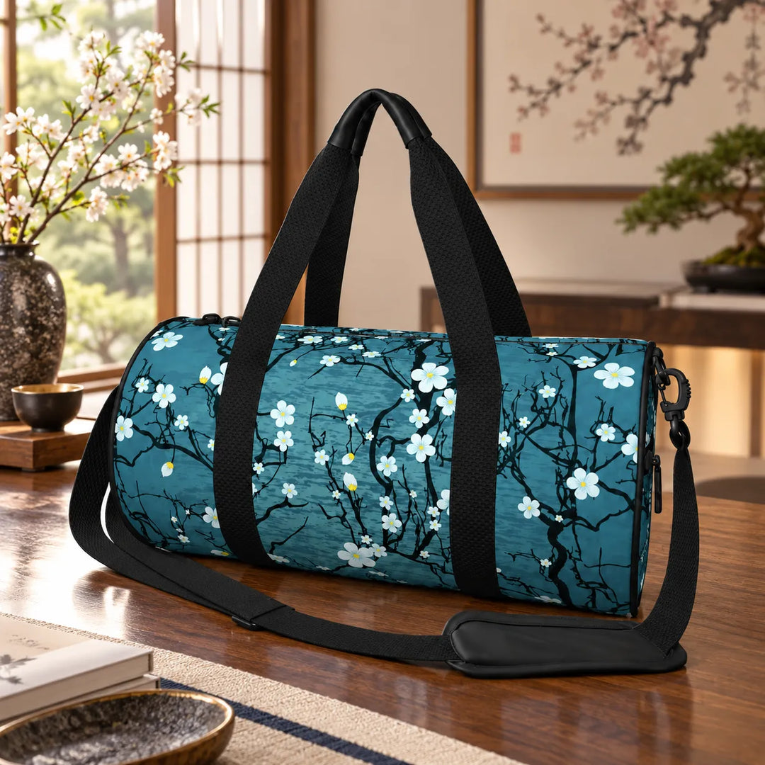 Sac Yoga Bleu Fleurs de Cerisiers 
