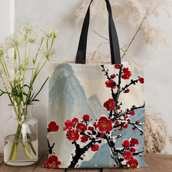 Sac fourre tout en toile japonaise fleuri