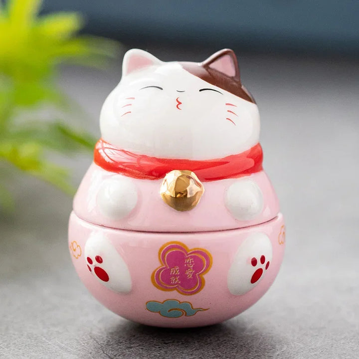 Japanese ceramic cat lucky charm