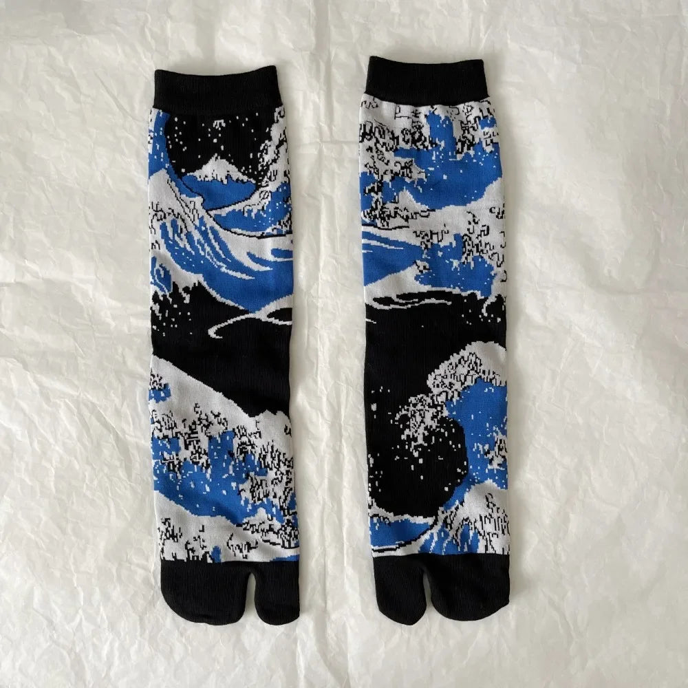 Chaussettes Japonaises Coton Vague de Kanagawa