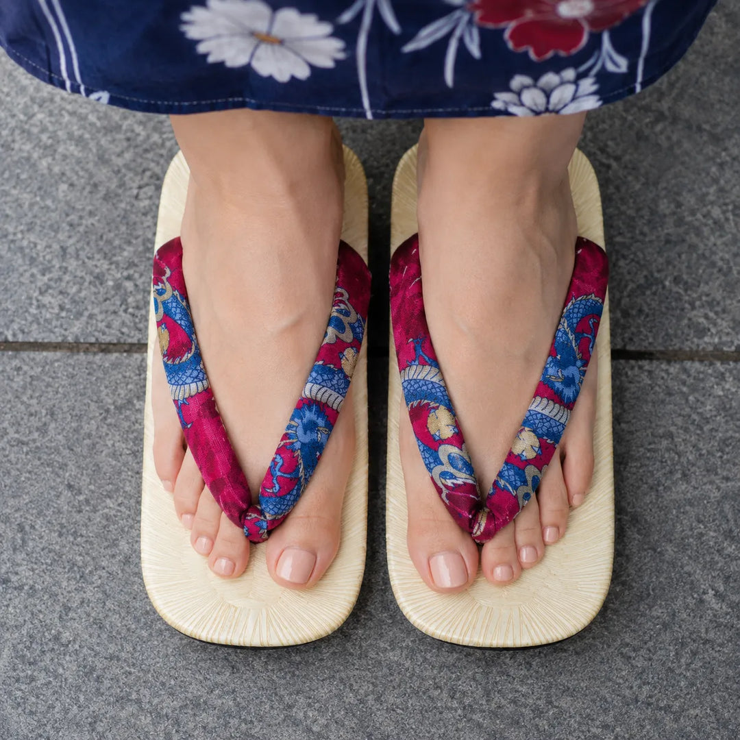 Sandales Geta Japonaise Bordeaux Confortable