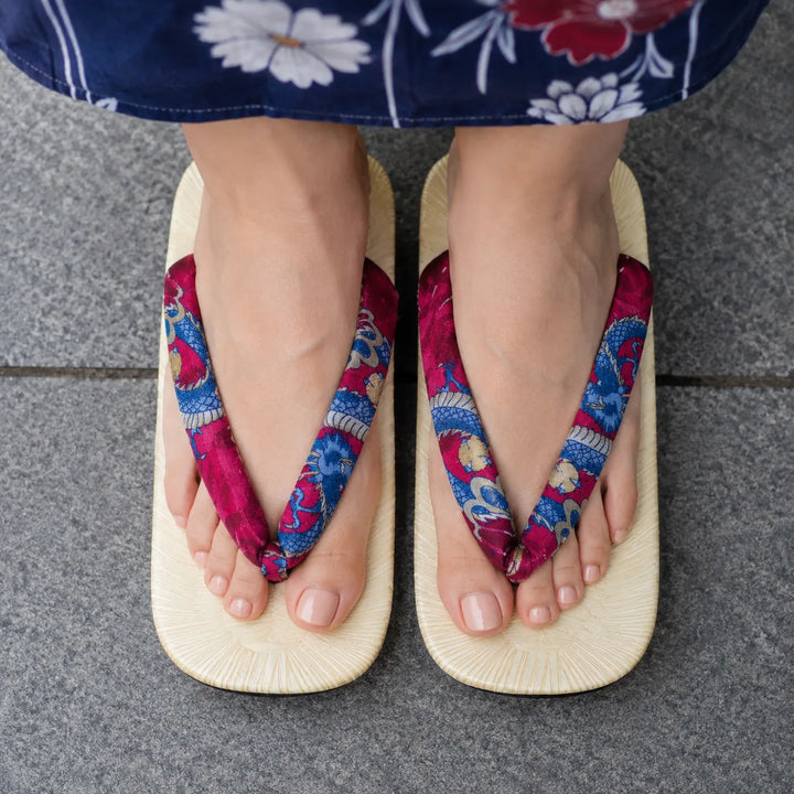 Sandales Geta Japonaise Bordeaux Confortable