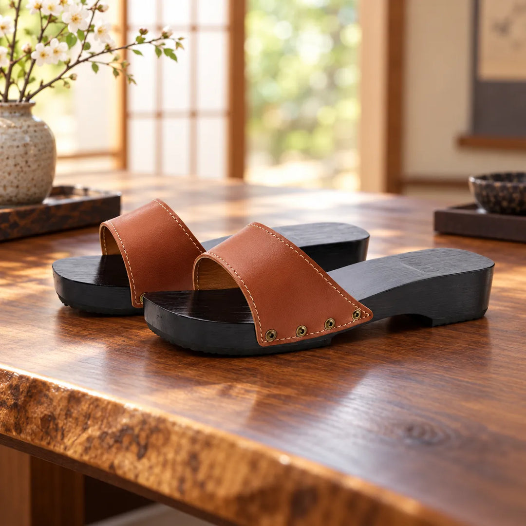 Sandales Geta Japonaise Marron Epuré Belles