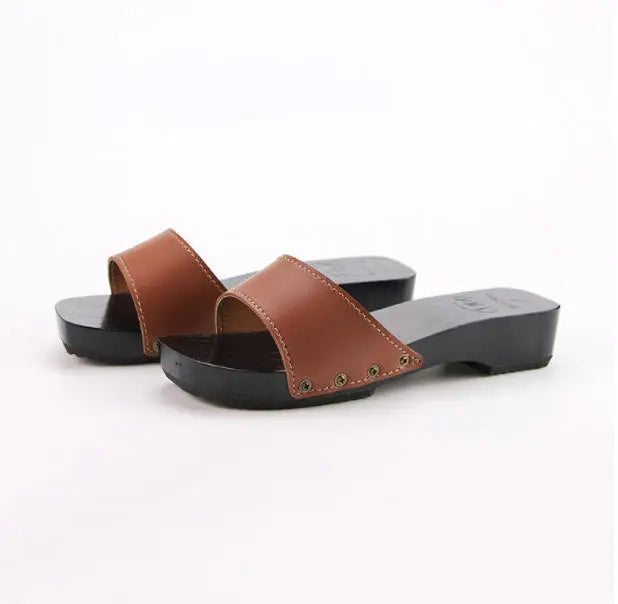 Sandales Geta Japonaise Marron Epuré Confortable