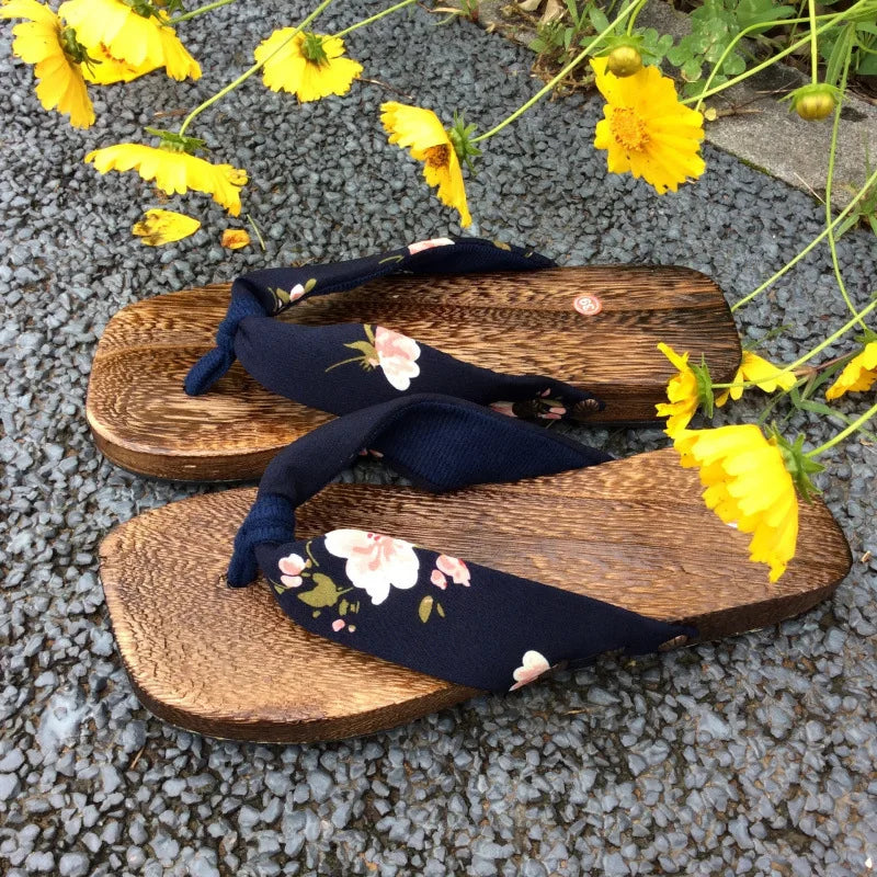 Sandales Geta Japonaise Plates Fleuries