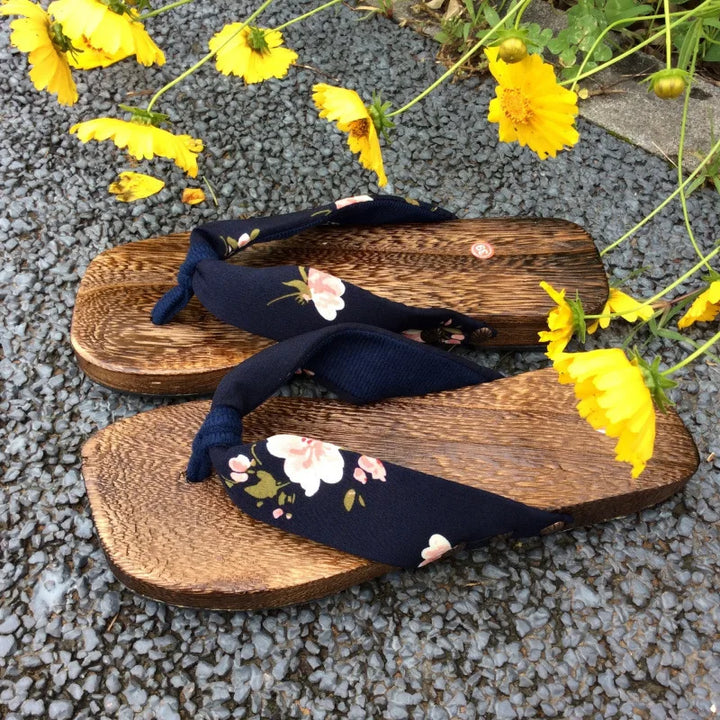 Sandales Geta Japonaise Plates Fleuries