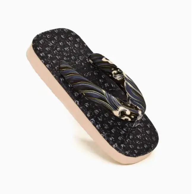 Sandales Geta Japonaise Vague Noir